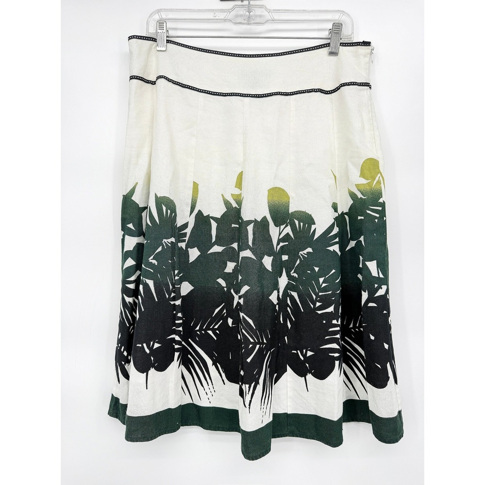 Sherry Taylor Skirt Aline Palm Leaf Print Feminine Botanical Tropical Size XL